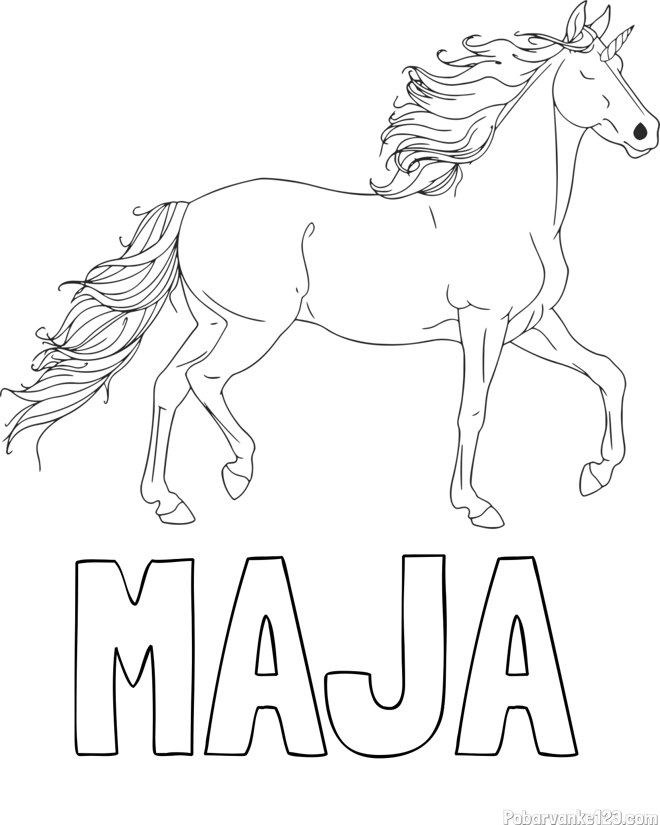 Pobarvanka imena MAJA in samorog