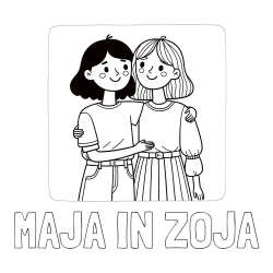 Online izdelana pobarvanka - Pobarvanka imena MAJA IN ZOJA in otroška pobarvanka dveh prijateljic