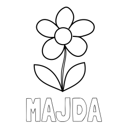 Online izdelana pobarvanka - Pobarvanka imena MAJDA in pobarvanka lepe cvetlice