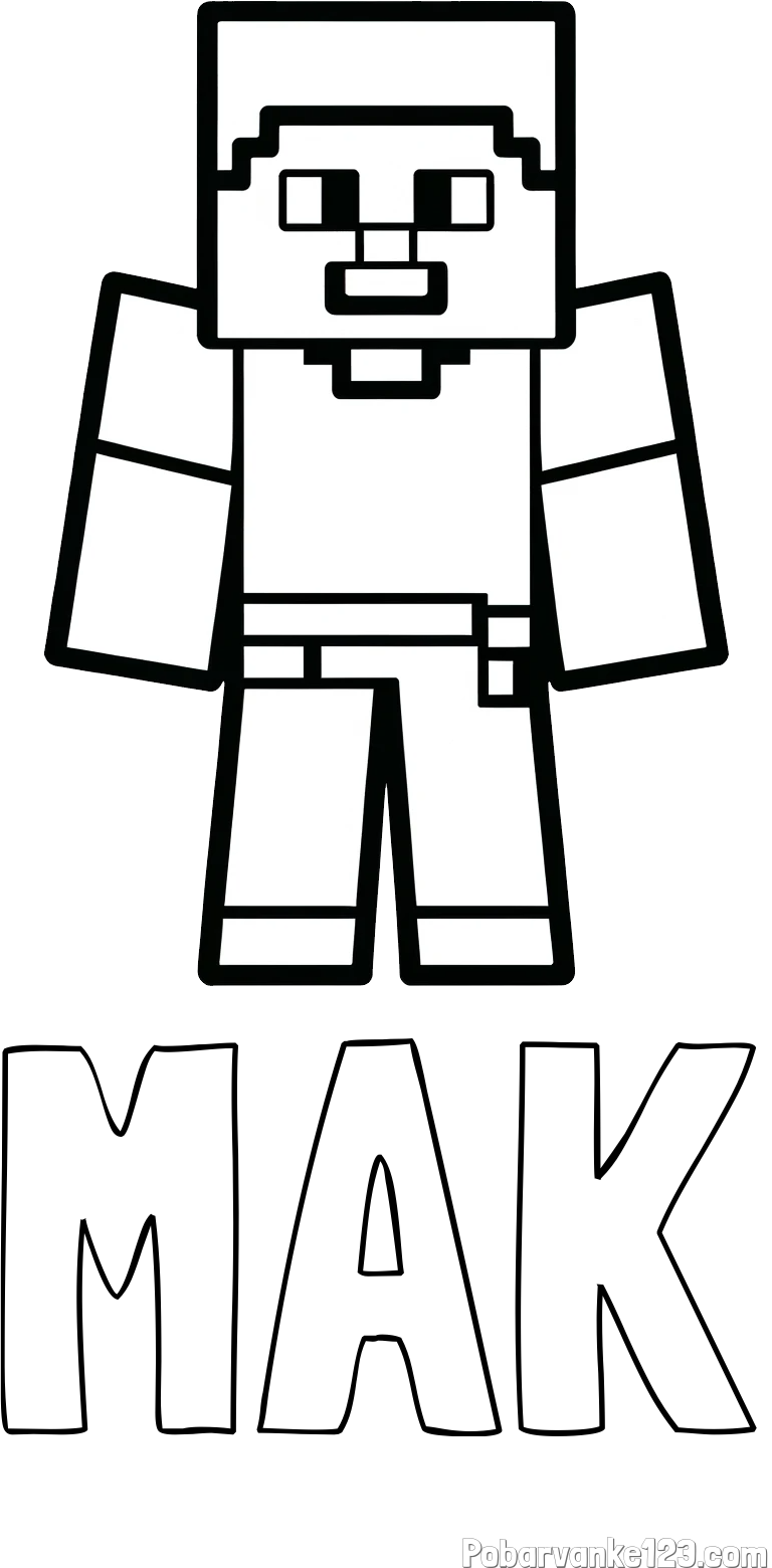 Pobarvanka imena MAK in pobarvanka Minecraft figurice