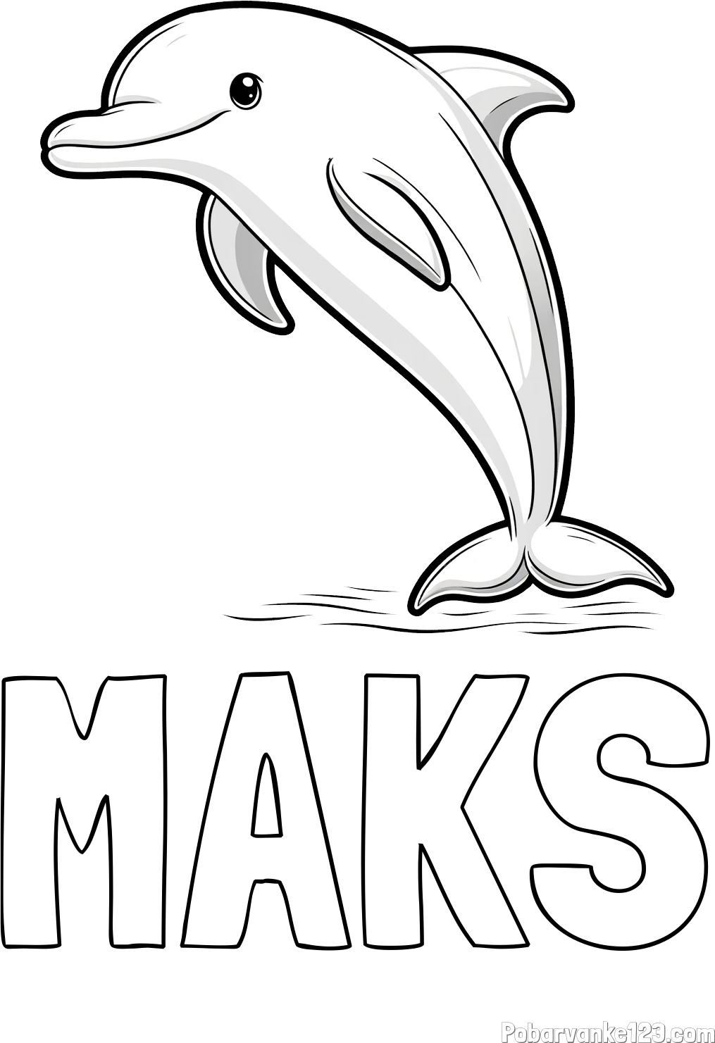 Pobarvanka imena MAKS in pobarvanka delfina