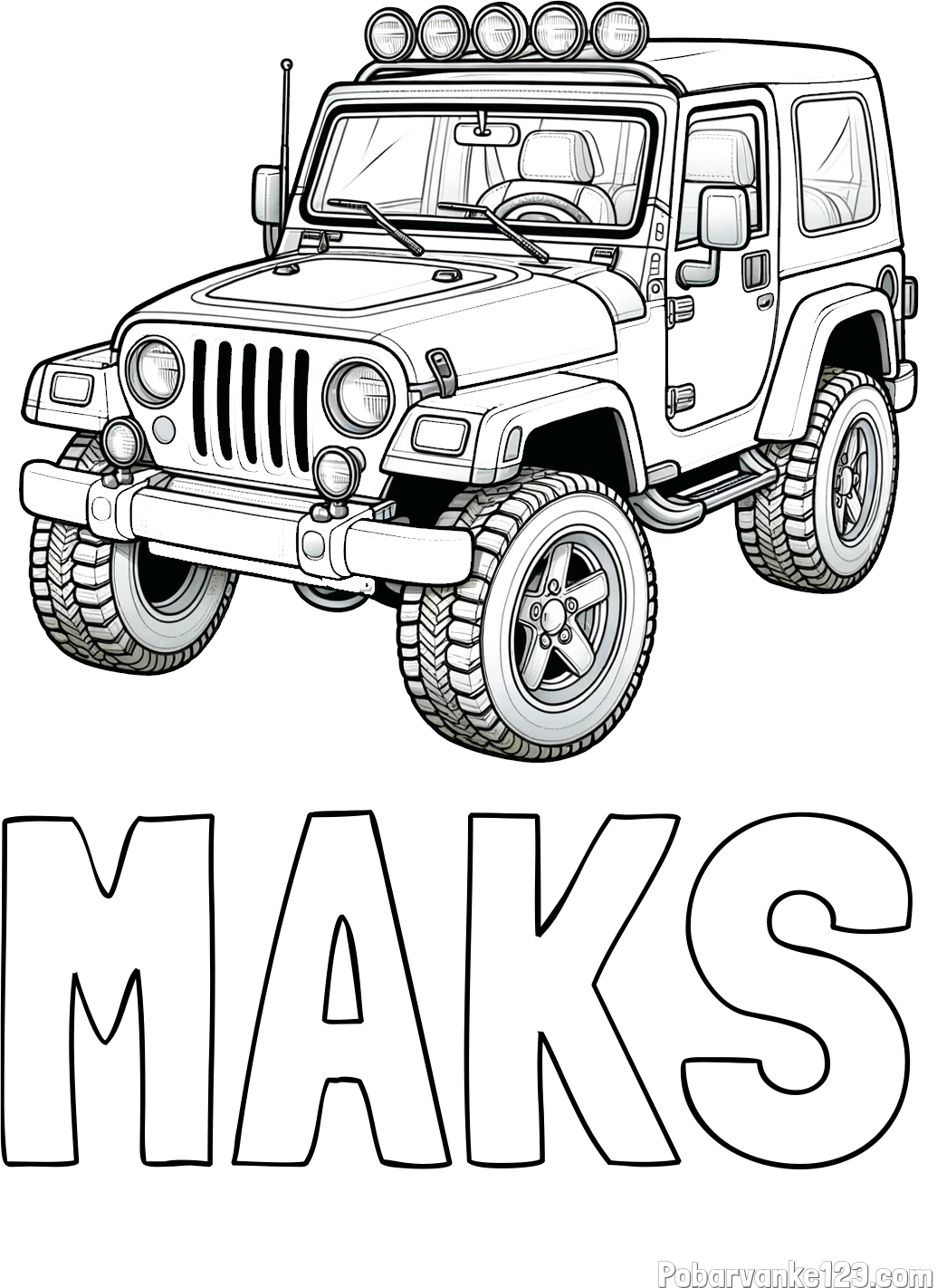 Pobarvanka imena MAKS in pobarvanka džipa