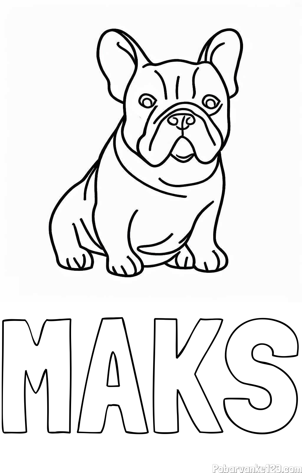 Pobarvanka imena MAKS in pobarvanka francoskega buldoga