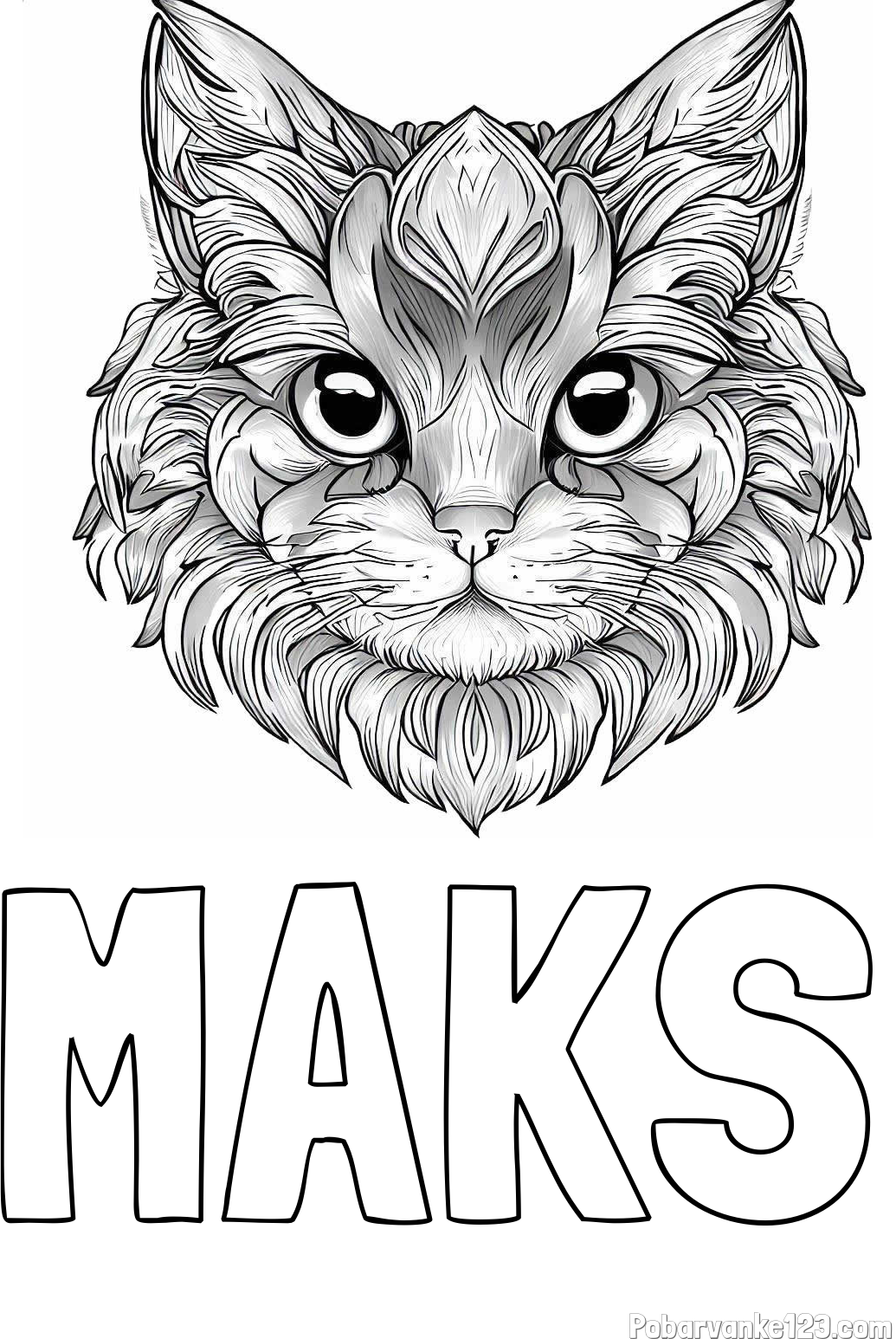 Pobarvanka imena MAKS in pobarvanka mačke