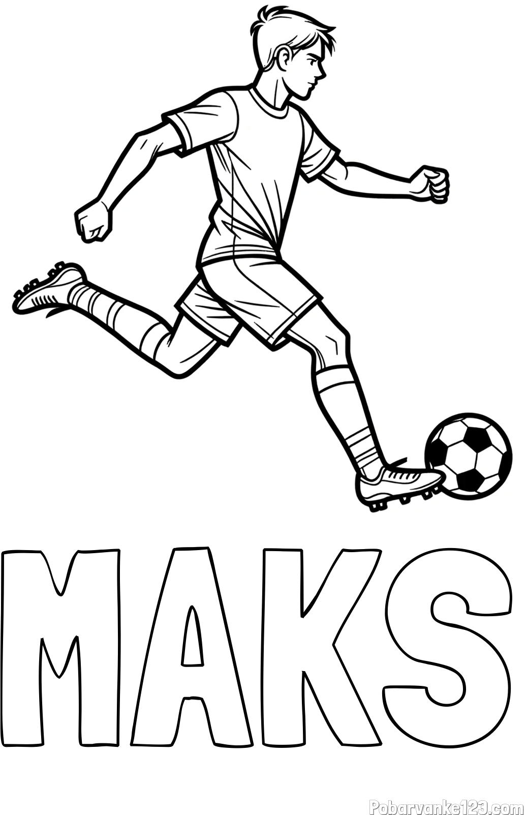 Pobarvanka imena MAKS in pobarvanka nogometaša v napadu
