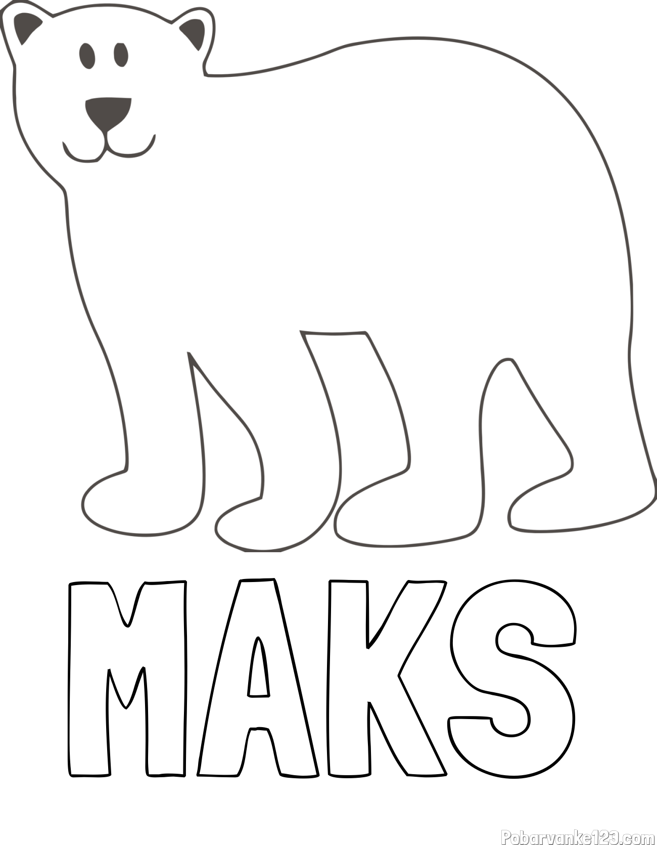 Pobarvanka imena MAKS in pobarvanka polarnega medveda