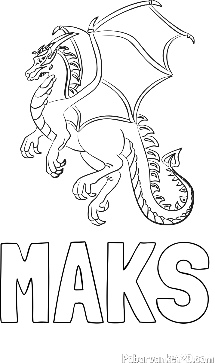 Pobarvanka imena MAKS in pobarvanka strašnega zmaja