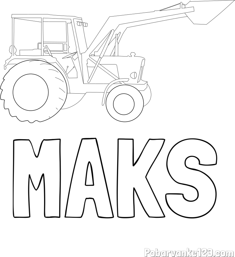 Pobarvanka imena MAKS in traktor 2
