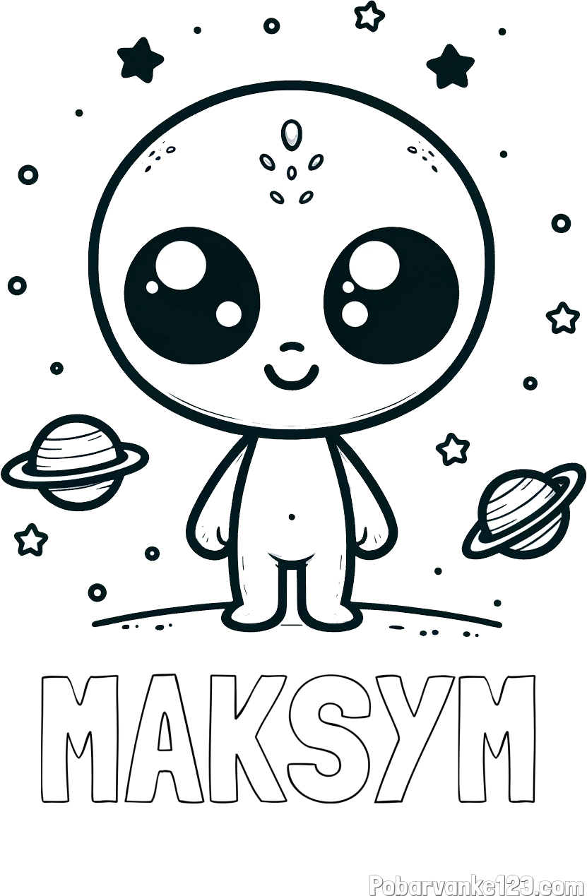 Pobarvanka imena MAKSYM in pobarvanka vesoljec
