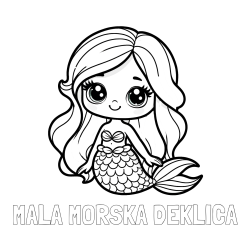 Online izdelana pobarvanka - Pobarvanka imena MALA MORSKA DEKLICA in pobarvanka prikupne morske deklice