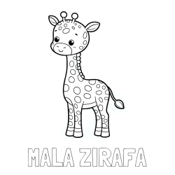 Online izdelana pobarvanka - Pobarvanka imena MALA ZIRAFA in pobarvanka ljubke žirafe