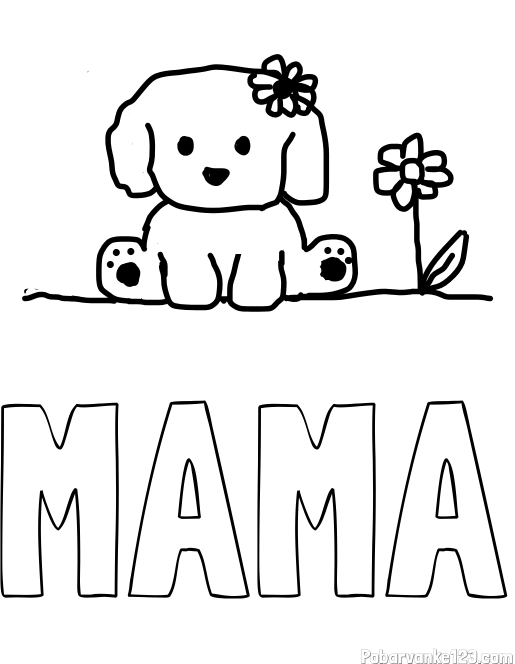 Pobarvanka imena MAMA in KUŽIKA