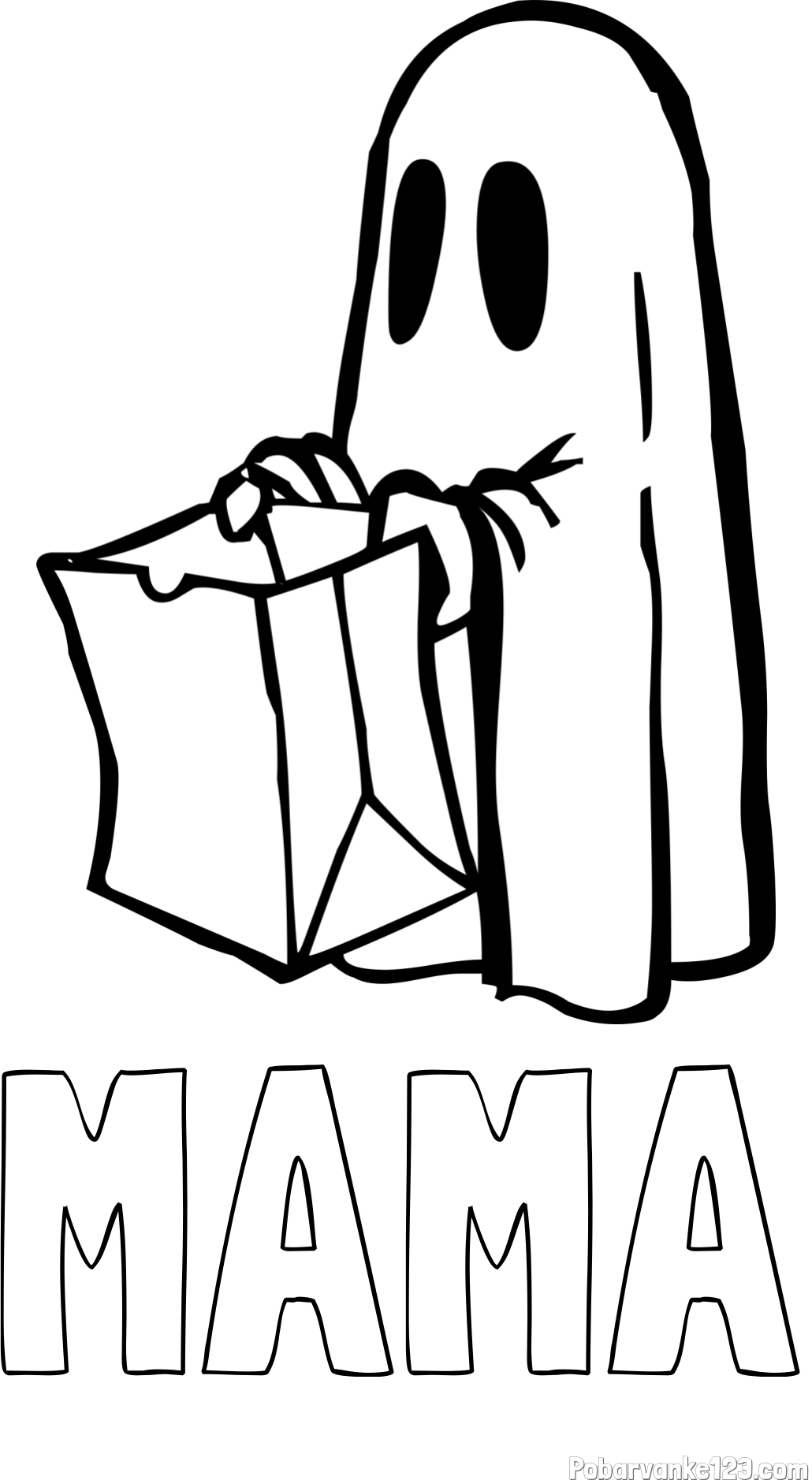 Pobarvanka imena MAMA in otroška pobarvanka duhca