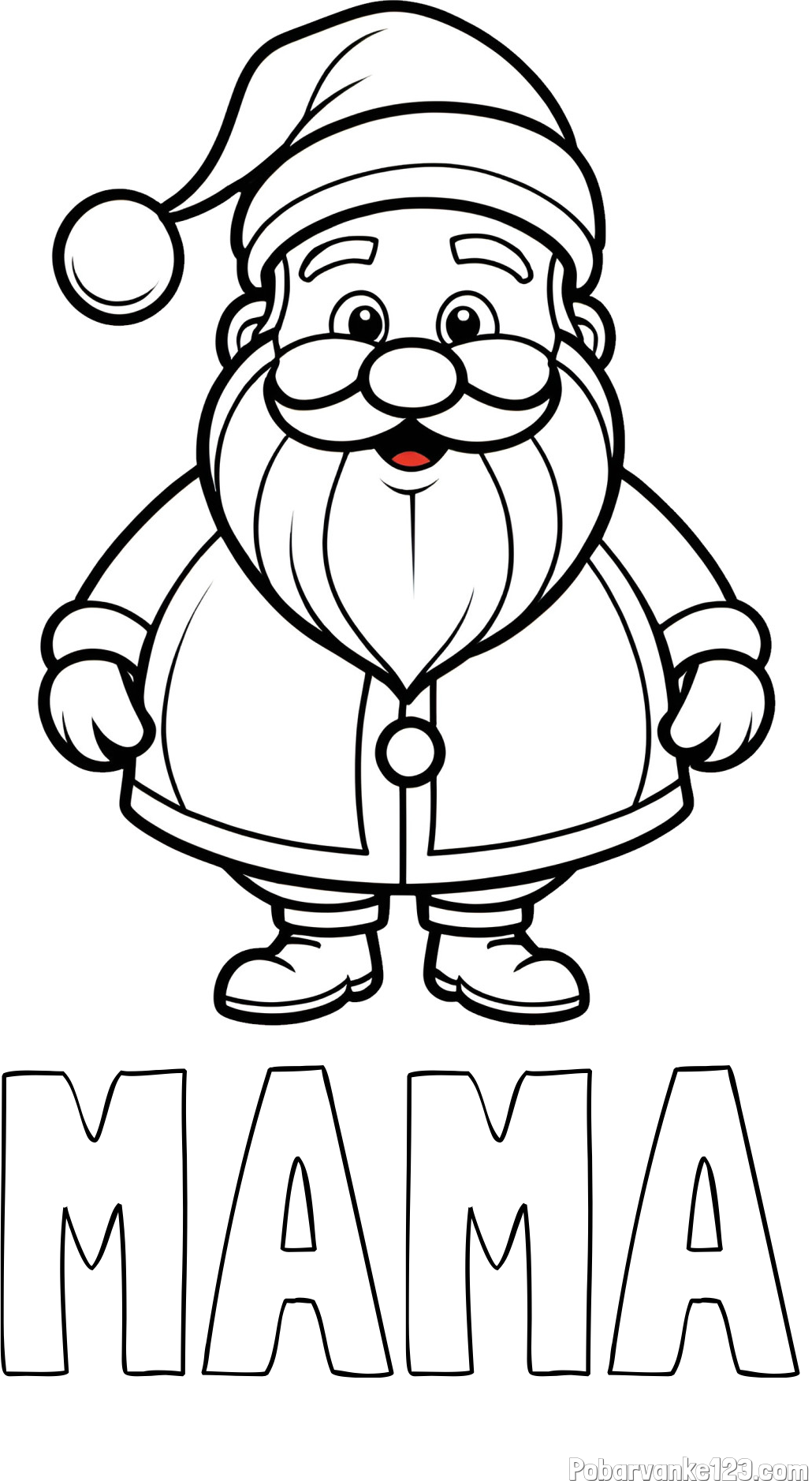 Pobarvanka imena MAMA in otroška pobarvanka prikupnega Božička