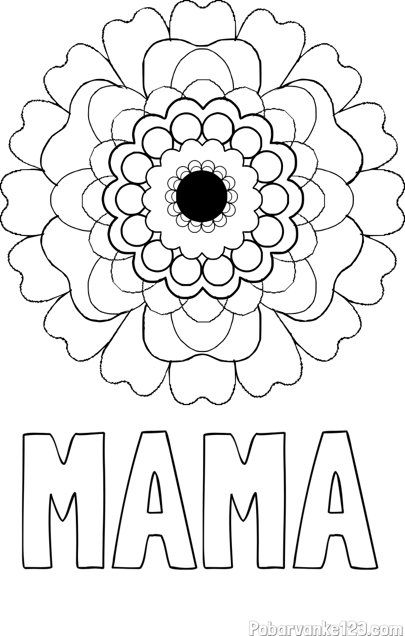 Pobarvanka imena MAMA in pobarvanka rože