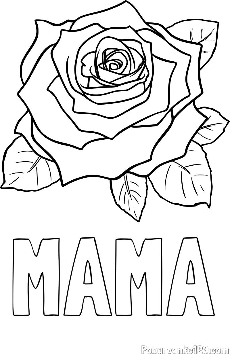 Pobarvanka imena MAMA in pobarvanka vrtnice