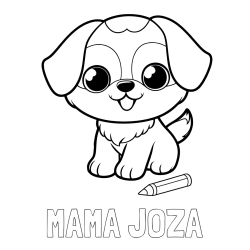 Online izdelana pobarvanka - Pobarvanka imena MAMA JOŽA in pobarvanka prikupnega kužka