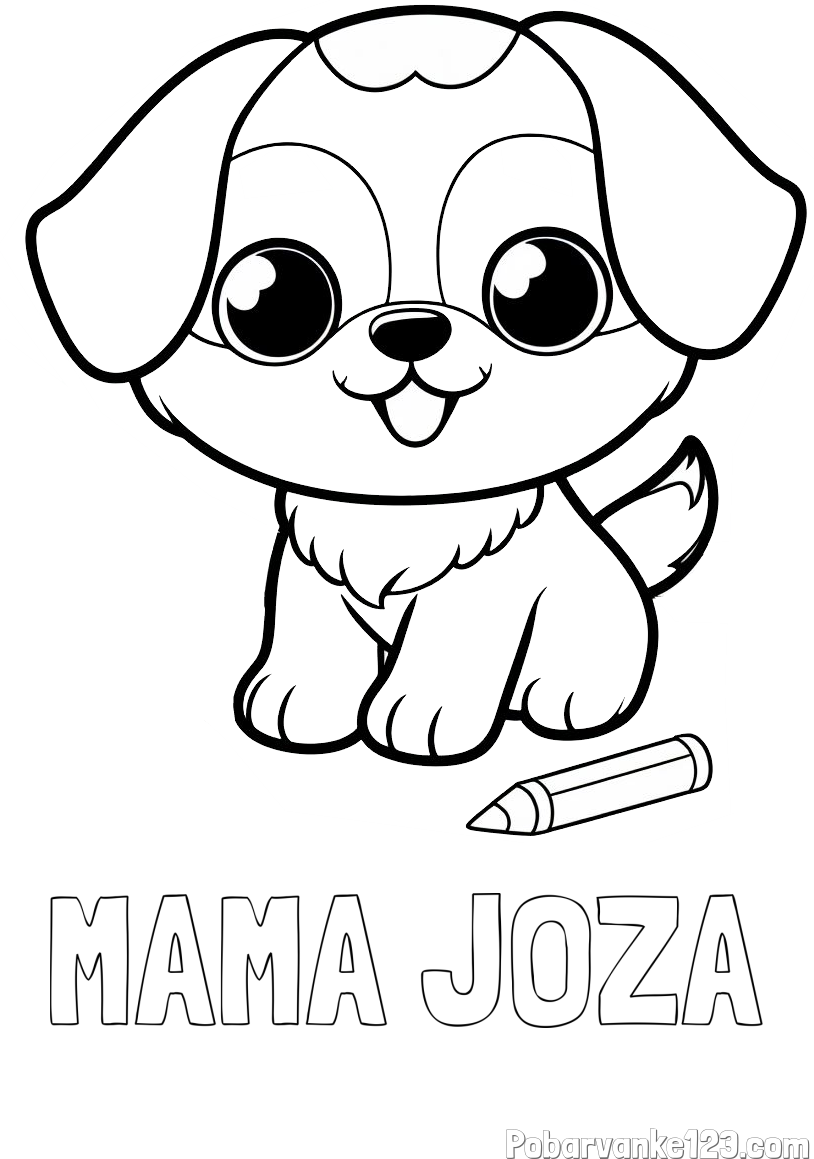 Pobarvanka imena MAMA JOŽA in pobarvanka prikupnega kužka