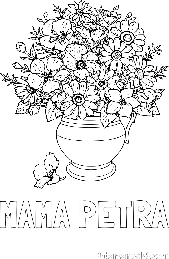 Pobarvanka imena MAMA PETRA in pobarvanka cvetja v vazi