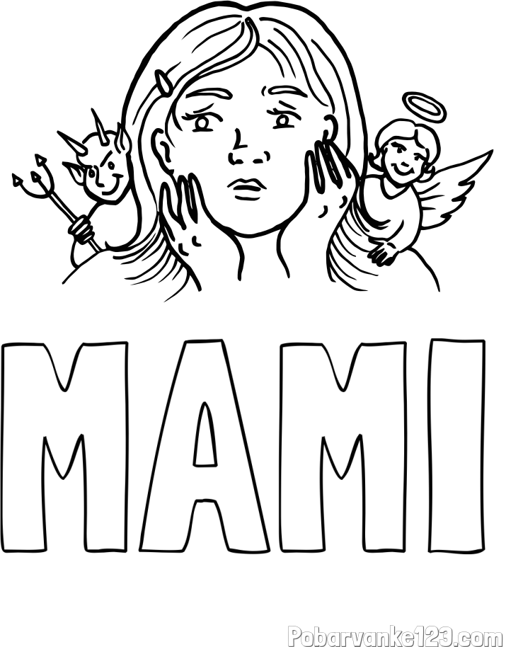 Pobarvanka imena MAMI in pobarvanka angela varuha