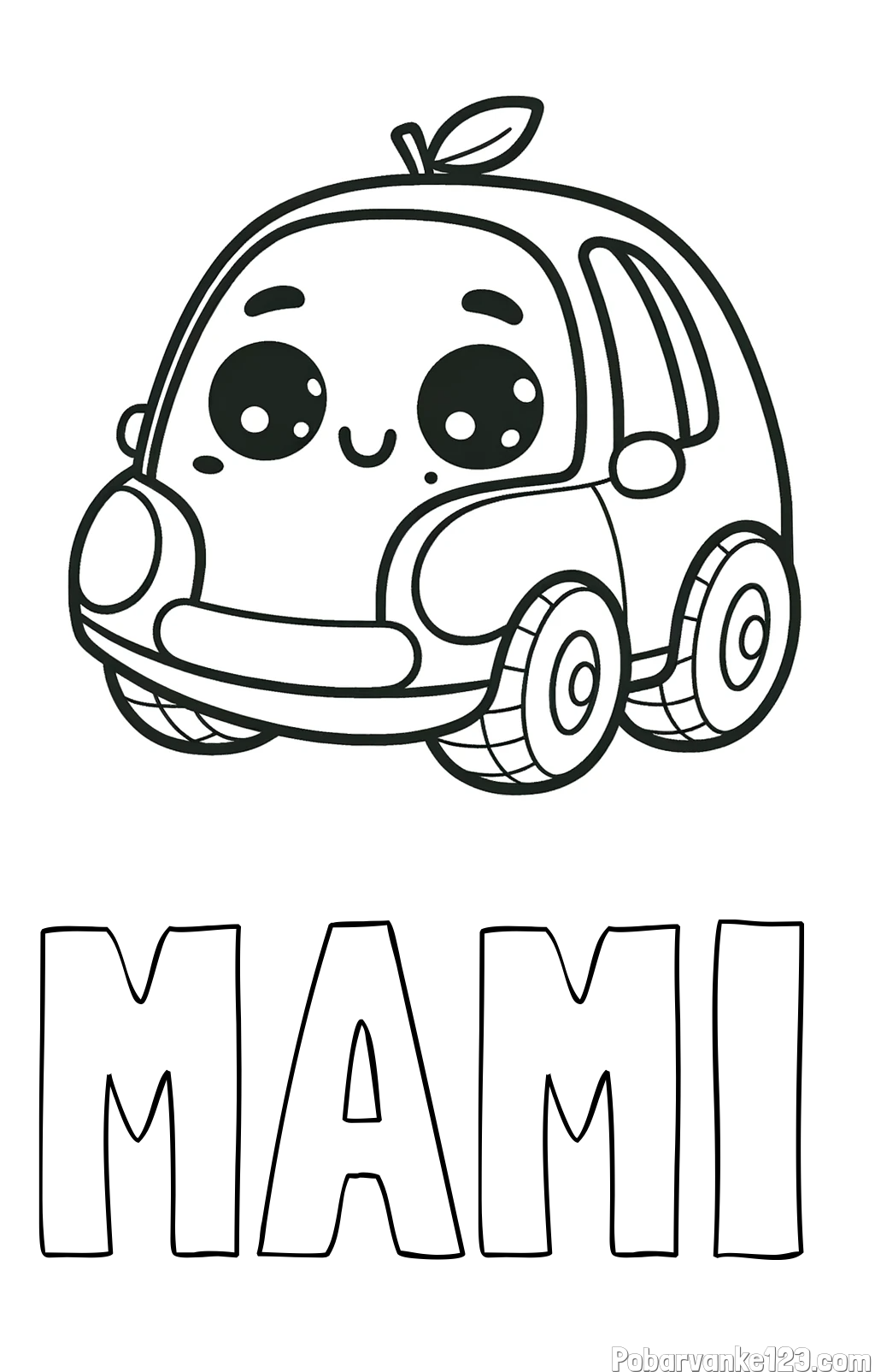 Pobarvanka imena MAMI in pobarvanka ljubkega avtomobila