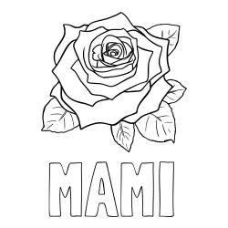 Pobarvanka imena MAMI in pobarvanka vrtnice