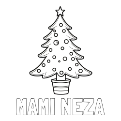 Online izdelana pobarvanka - Pobarvanka imena MAMI NEŽA in pobarvanka lepe božične smrečice
