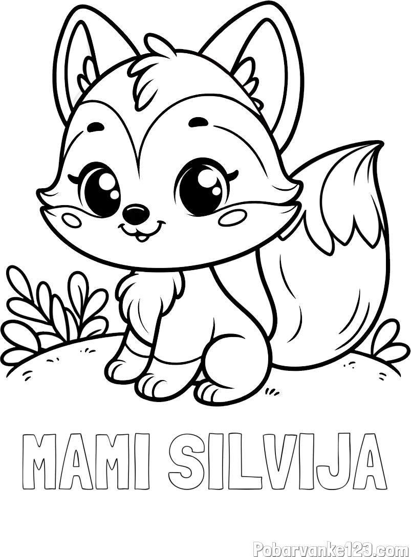 Pobarvanka imena MAMI SILVIJA in pobarvanka lisičke