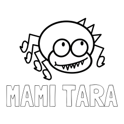 Online izdelana pobarvanka - Pobarvanka imena MAMI TARA in pobarvanka smešnega pajka