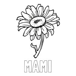 Pobarvanka imena MAMI ter sončnice