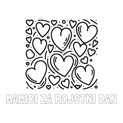 Online izdelana pobarvanka - Pobarvanka imena MAMICI ZA ROJSTNI DAN in pobarvanka s srčki