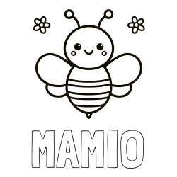 Online izdelana pobarvanka - Pobarvanka imena MAMIO in otroška pobarvanka čebele