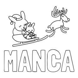Pobarvanka imena MANCA in božične sani