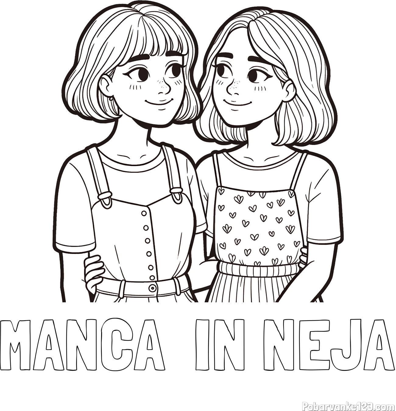 Pobarvanka imena MANCA  IN NEJA in pobarvanka dveh najboljših prijateljic