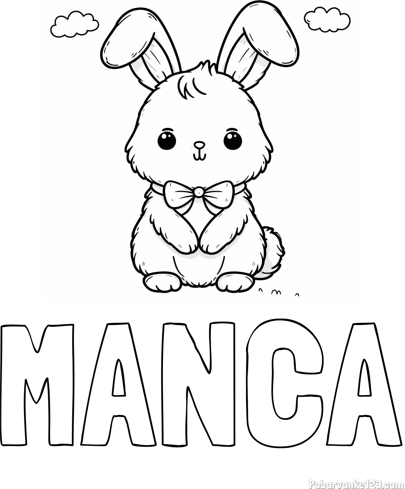 Pobarvanka imena MANCA in pobarvanka prikupnega zajčka