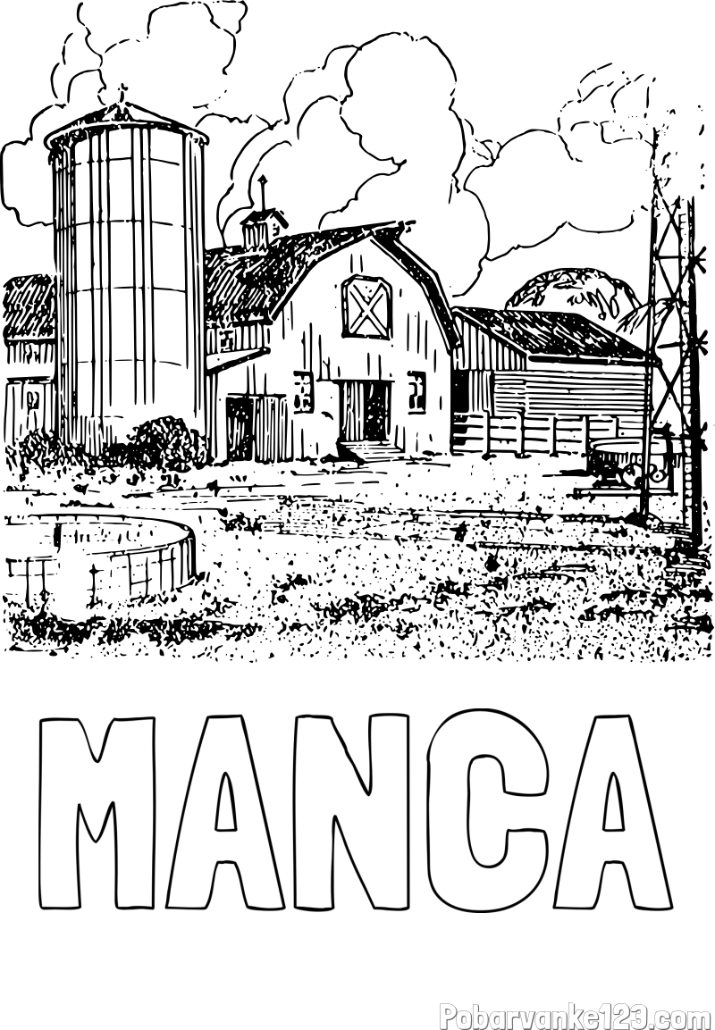 Pobarvanka imena MANCA in pobarvanka velikega senika ter silosa