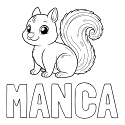 Pobarvanka imena MANCA in pobarvanka veveričke