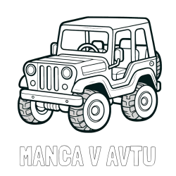 Online izdelana pobarvanka - Pobarvanka imena MANCA V AVTU in preprosta pobarvanka jeep-a