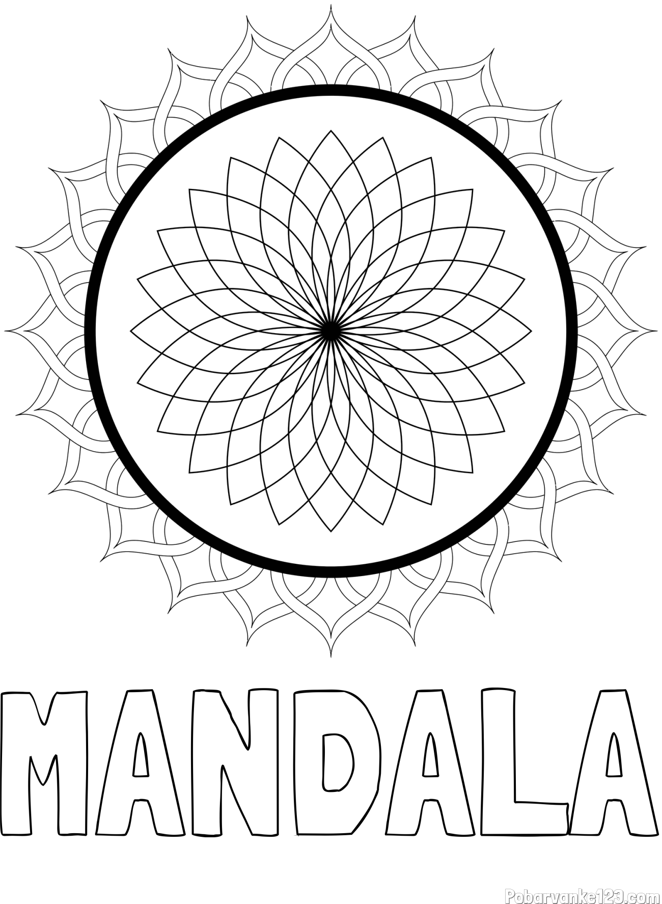 Pobarvanka imena MANDALA in pobarvanka mandale 2
