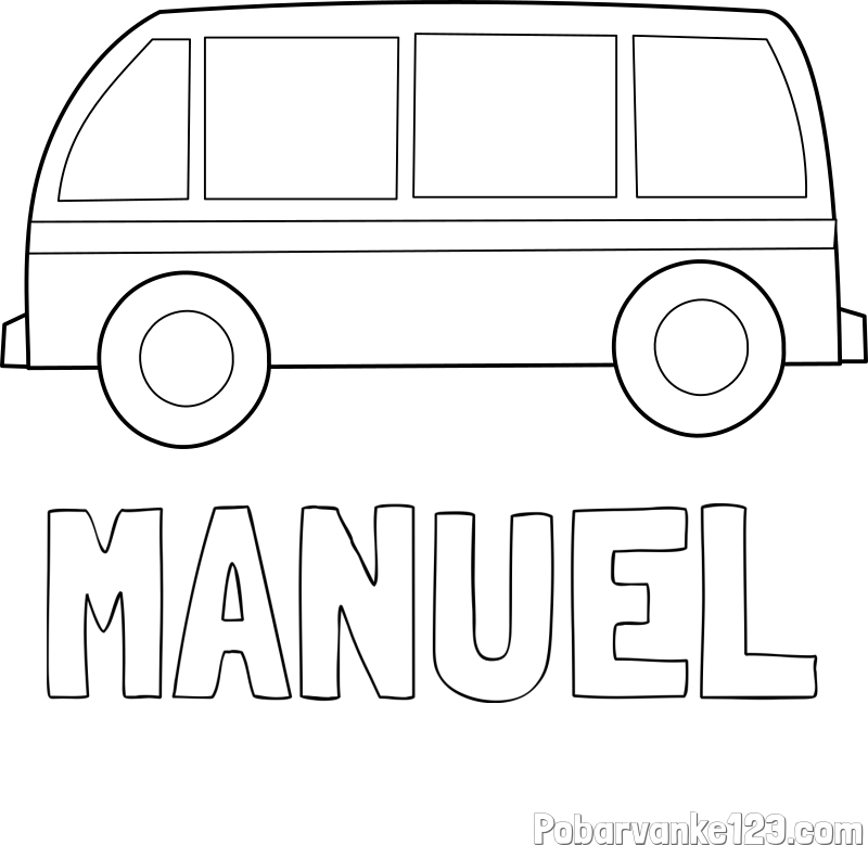 Pobarvanka imena MANUEL in avtobus