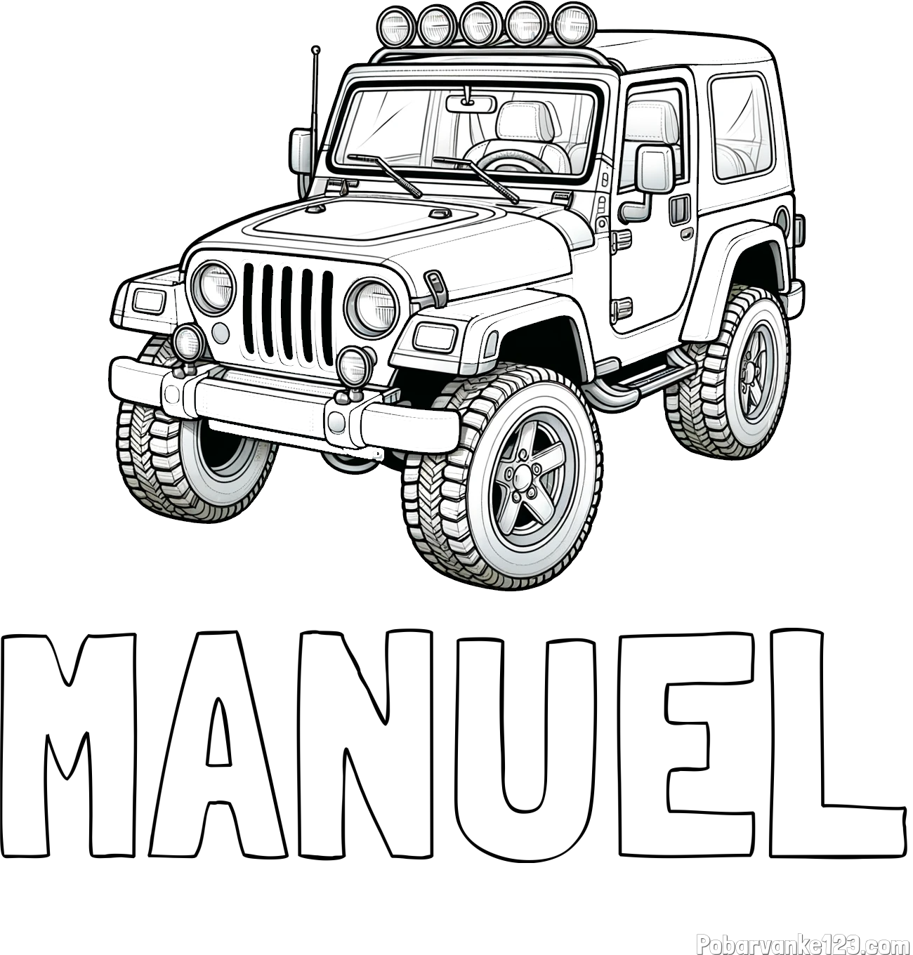 Pobarvanka imena MANUEL in pobarvanka džipa