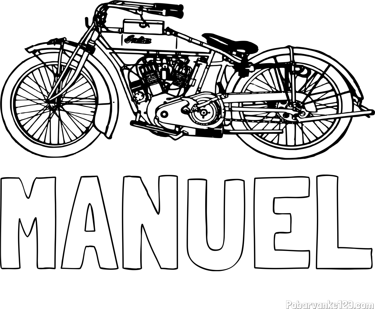 Pobarvanka imena MANUEL in pobarvanka starega motorja
