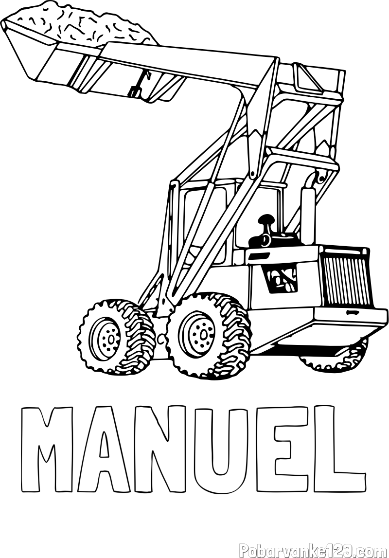 Pobarvanka imena MANUEL in pobarvanka velikega traktorja