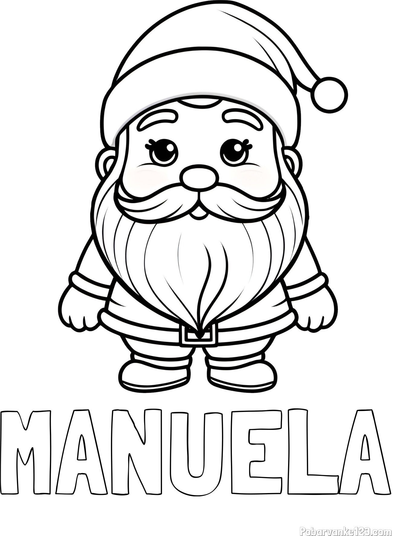 Pobarvanka imena MANUELA in otroška pobarvanka ljubkega Božička