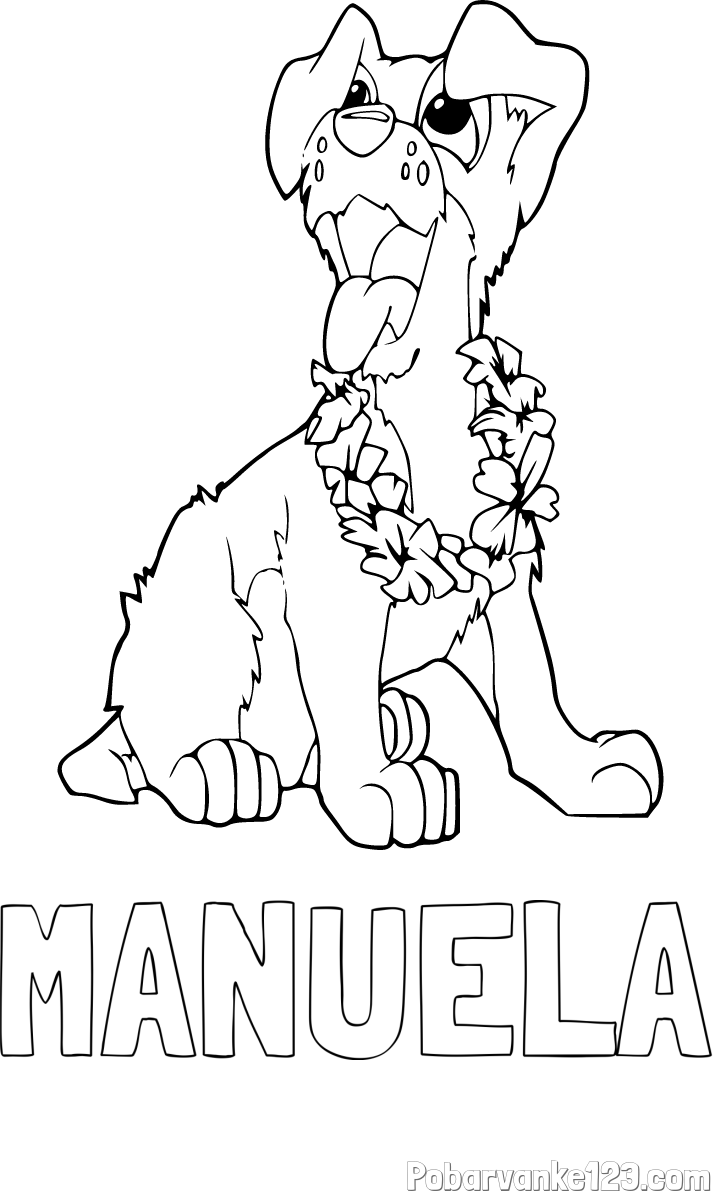 Pobarvanka imena MANUELA in pobarvanka kužka
