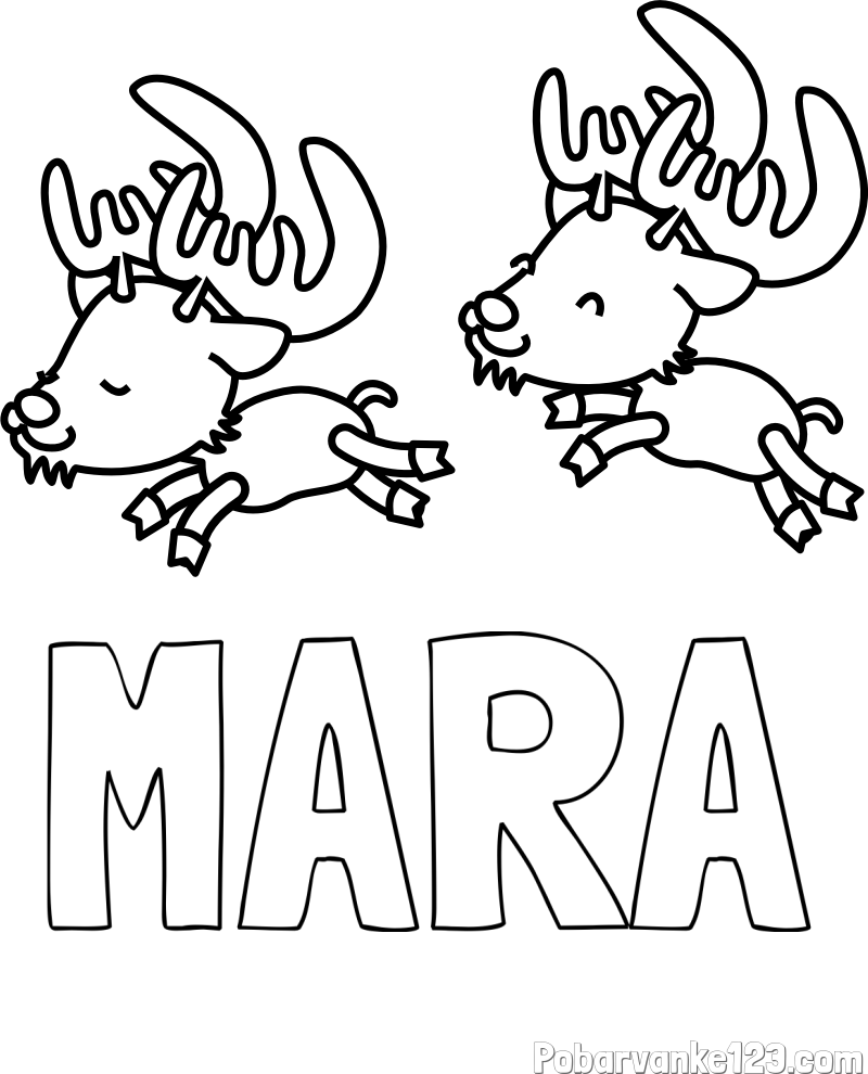 Pobarvanka imena MARA in jelenčka