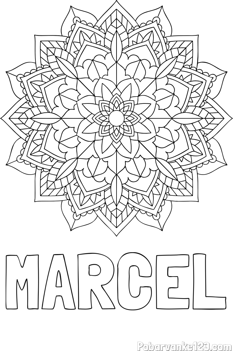 Pobarvanka imena MARCEL in Čudovita pobarvanka mendale