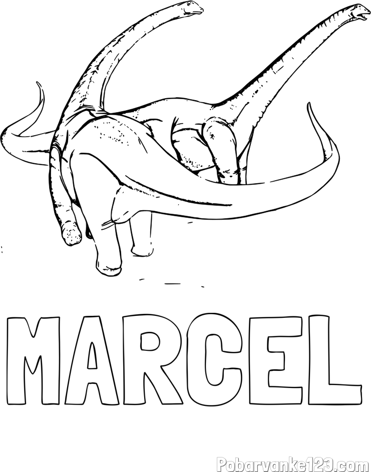 Pobarvanka imena MARCEL in pobarvanka dinozavra Alamosaurus