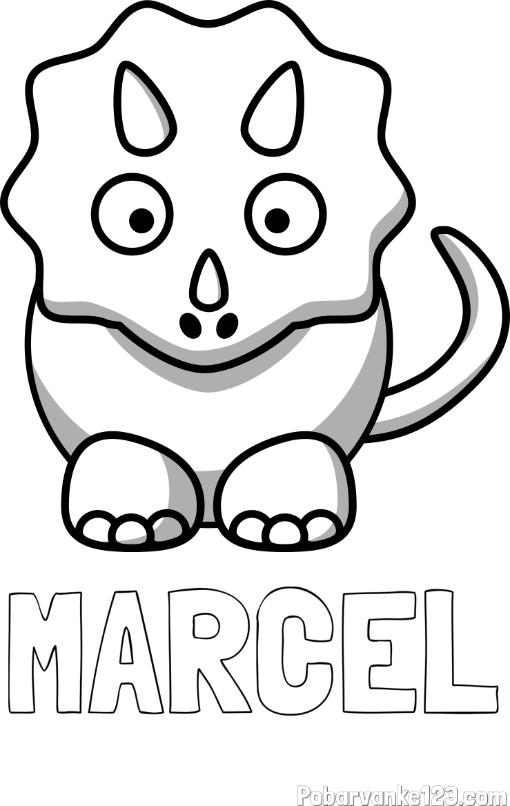 Pobarvanka imena MARCEL in pobarvanka dinozavra triceratops