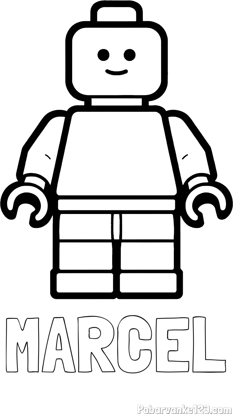 Pobarvanka imena MARCEL in pobarvanka LEGO figurice fanta